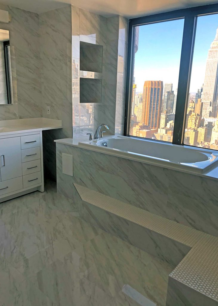 A NYC city view bathroom remodel
