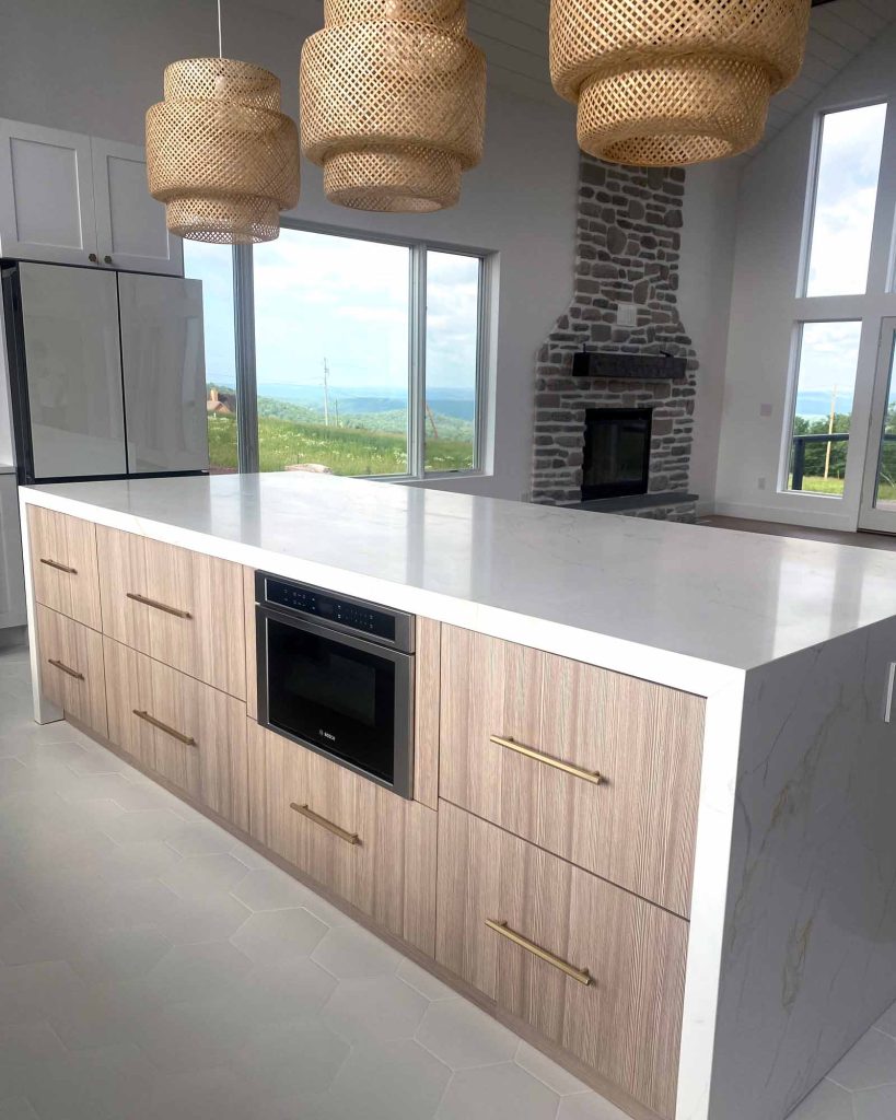 A marble kitchen remodel with a view